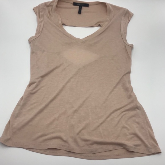 BCBGMAXAZRIA| Twist V Neck Back Cut out Tee Blush - Picture 12 of 15